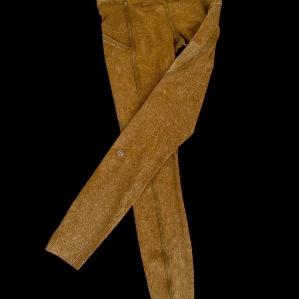 Lululemon Athletica Skinny Pants Brown and Gold Suede